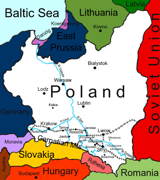 Map of Poland WW2